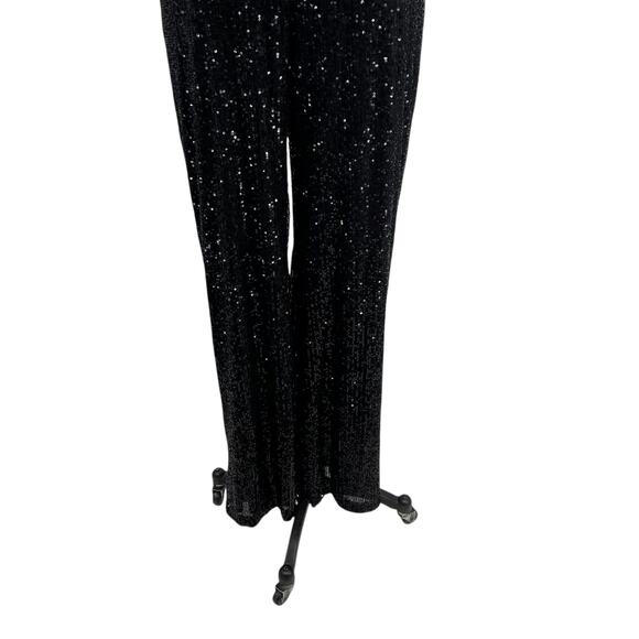 Ieena for Mac Duggal‎ Jumpsuit 26691 Sequin Cut Out Wide Leg Black Size 4 - Picture 5 of 14